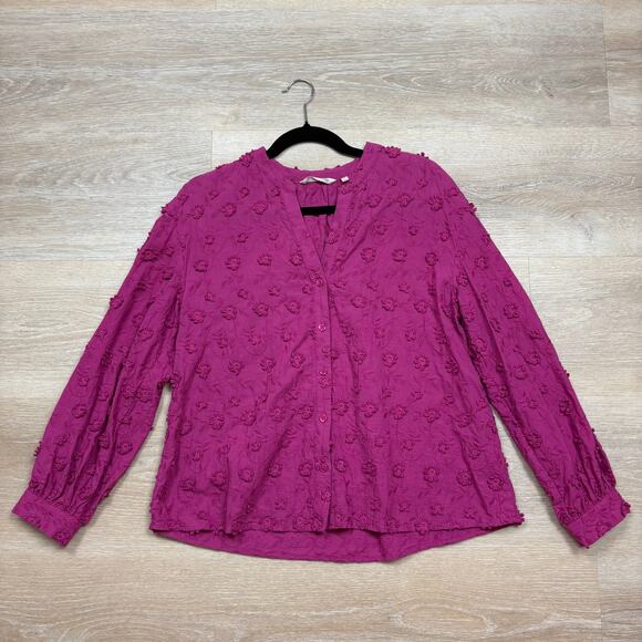 Soft Surroundings Sunny Day Floral Applique Blouse Women’s M Color Pink - Picture 1 of 5